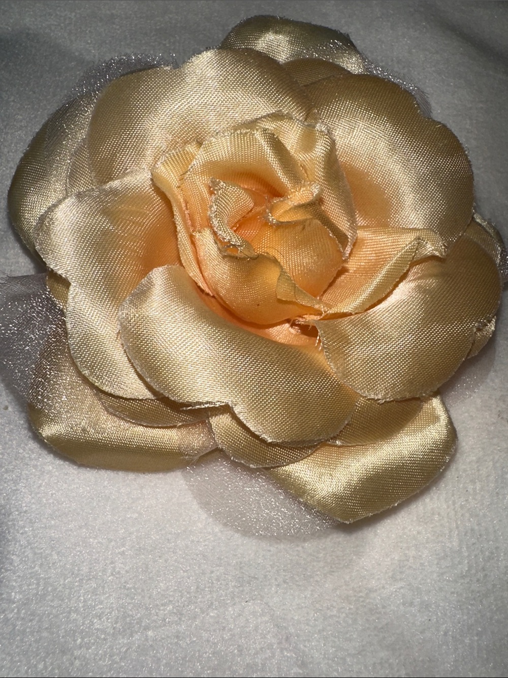 Peach Satin Flower Hair Clip for Women